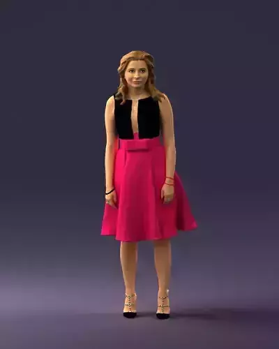 Woman in crimson skirt 0483