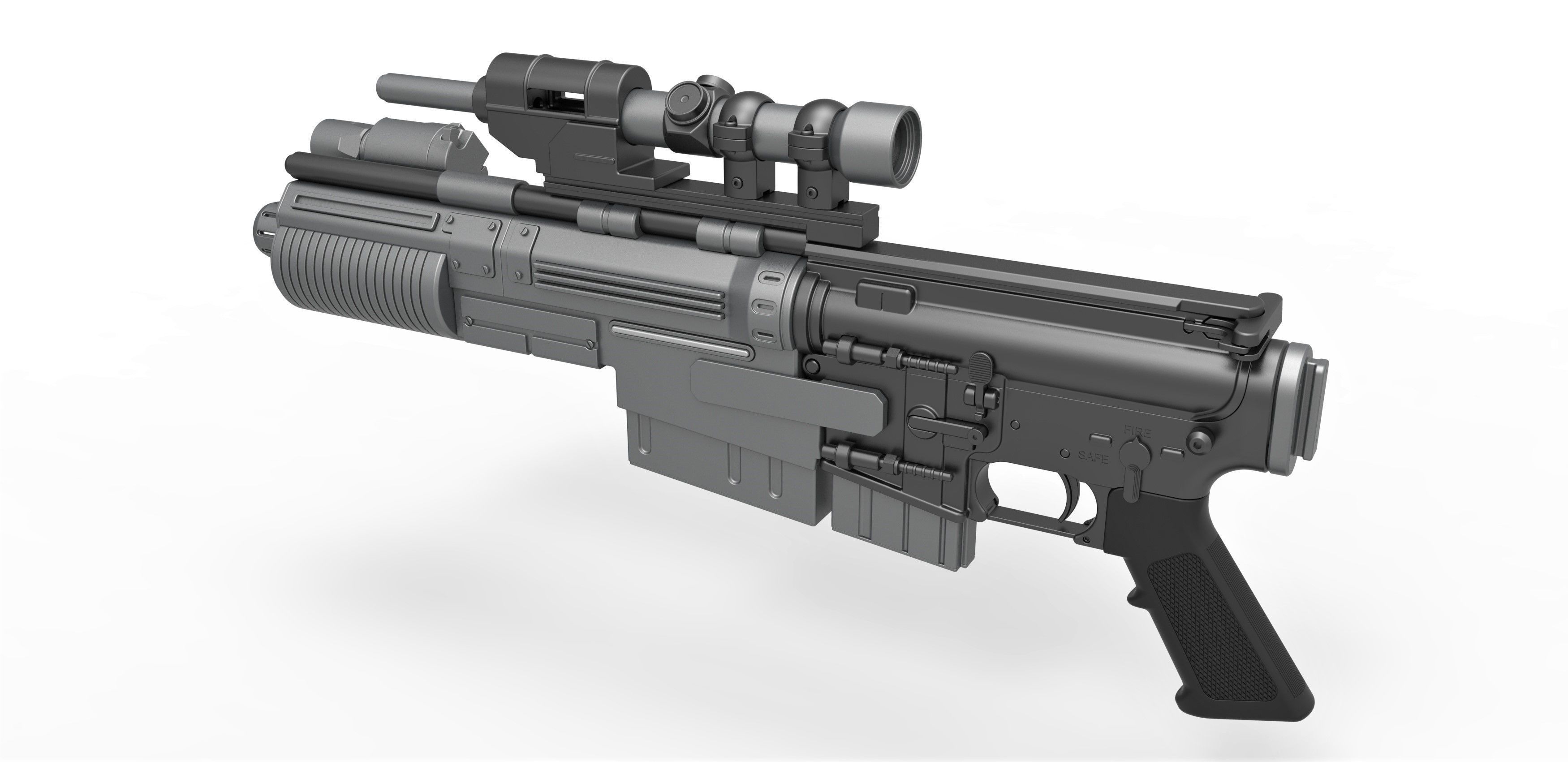Blaster rifle A300 3D model_9