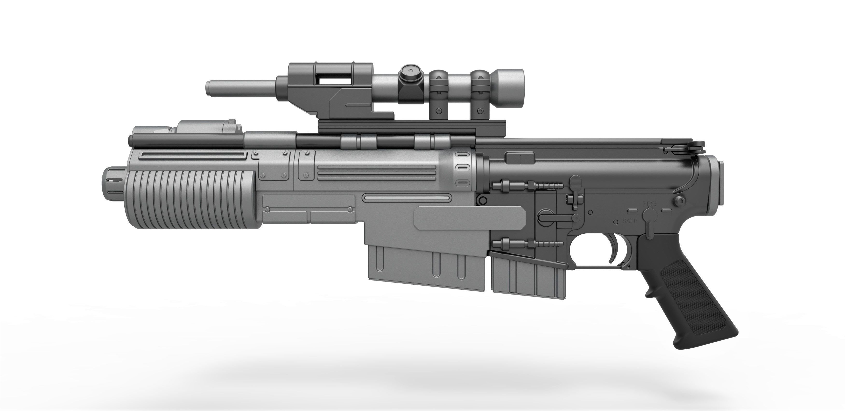 Blaster rifle A300 3D model_6