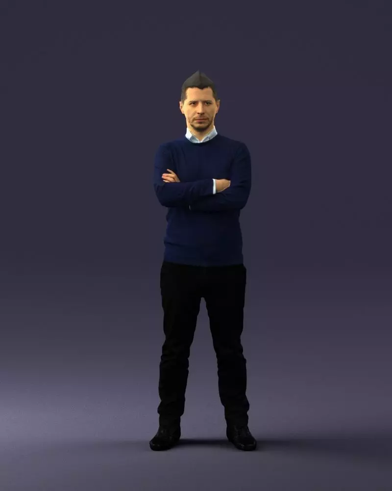 Guy in blue sweater 0488 3D print ready 3D print model