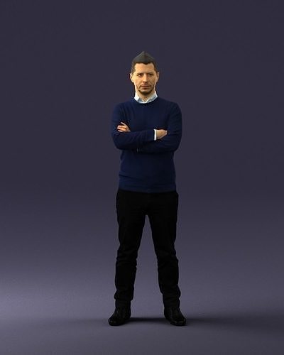 Guy in blue sweater 0488 3D print ready 3D print model