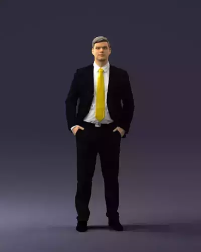 Man in suit and yellow tie 0489