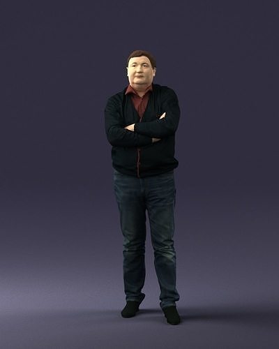 Man red shirt and jeans 0494 3D Print Ready 3D print model