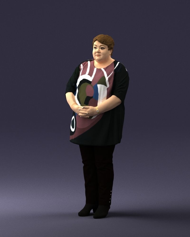 Plump lady colorful dress 0501 3D Print Ready 3D print model_3