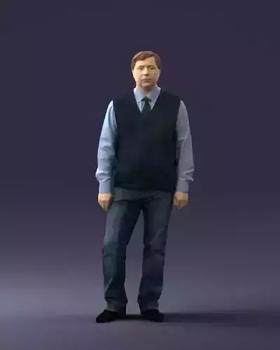 Man sleeveless jacket and jeans 0511