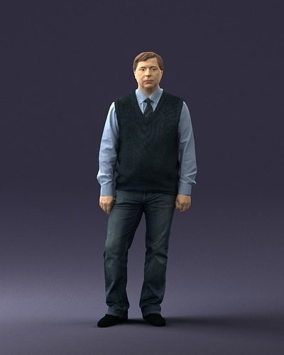 Man sleeveless jacket and jeans 0511 3D Print Ready 3D print model