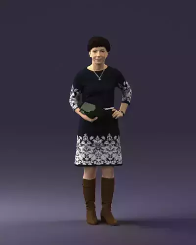 Woman dress and long boots 0509 3D Print Ready