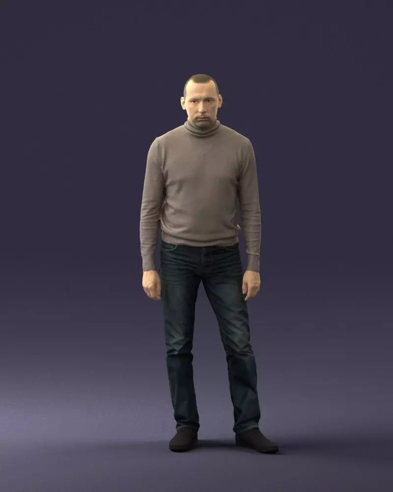 001903 Man in Turtleneck 0514 3D Print Miniature 3D print model
