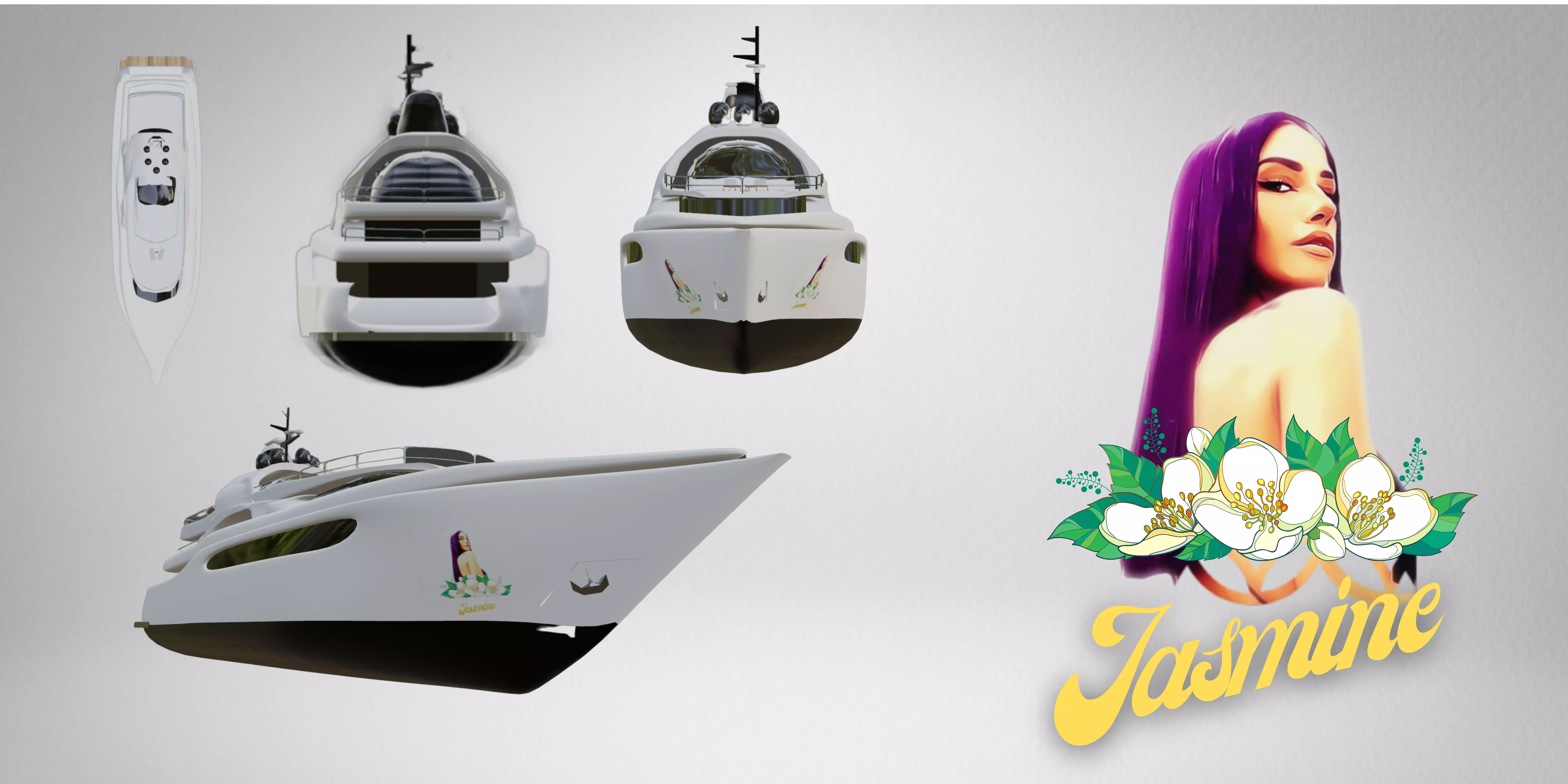 Motor Yacht Jasmine Low-poly 3D model_0