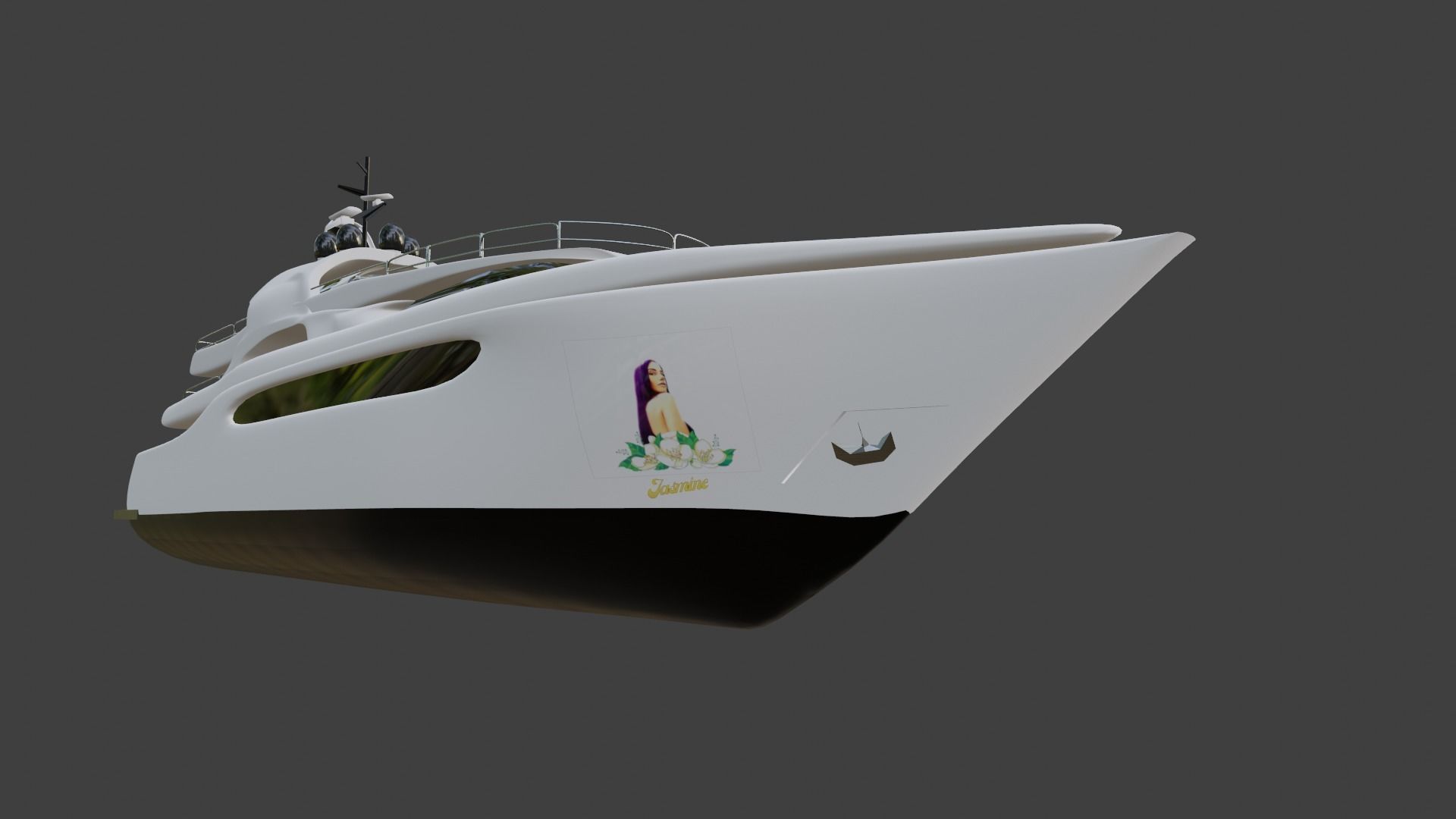 Motor Yacht Jasmine Low-poly 3D model_6