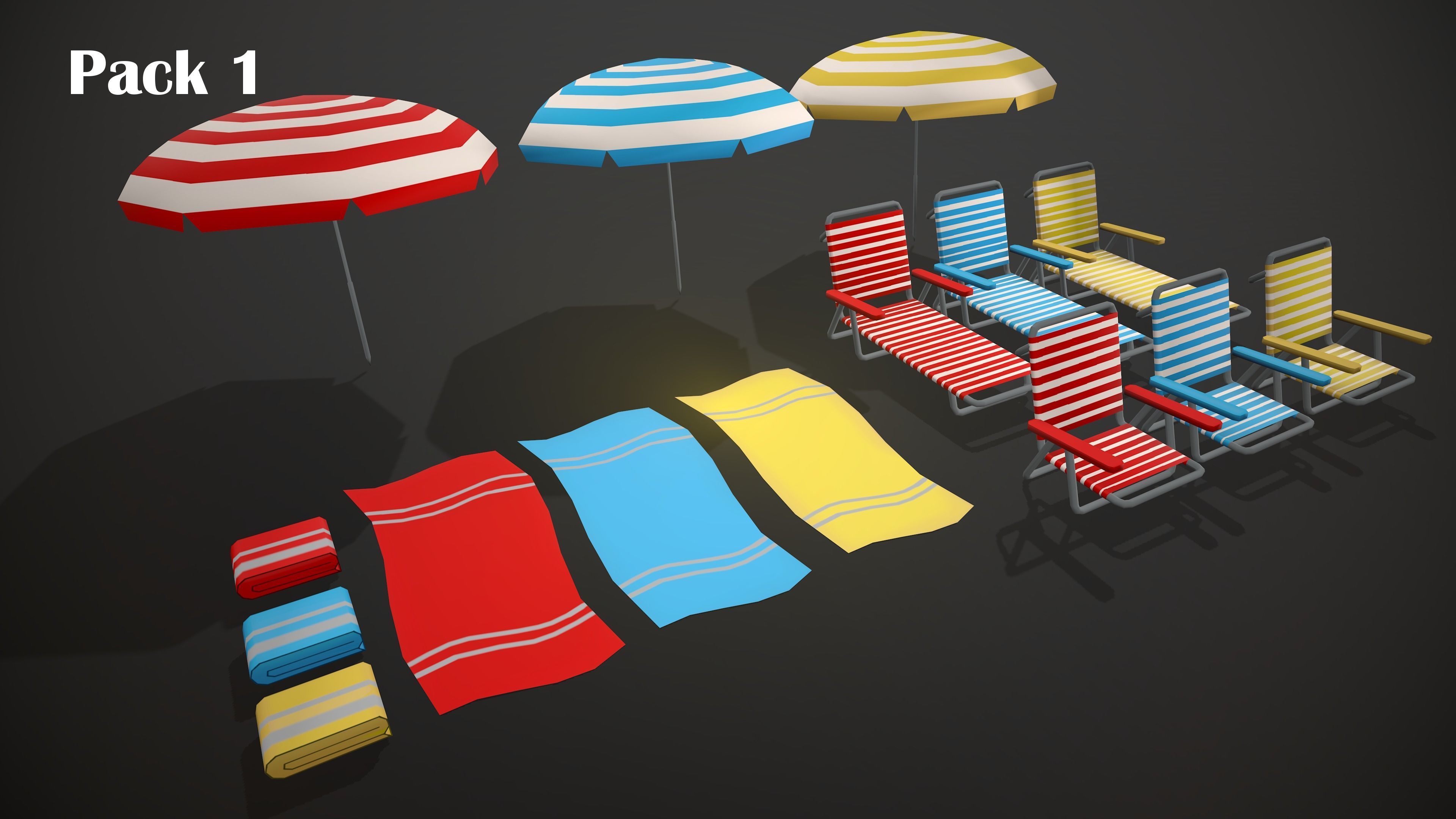 BEACH PACK - CARTOON STYLIZED Low-poly 3D model_13