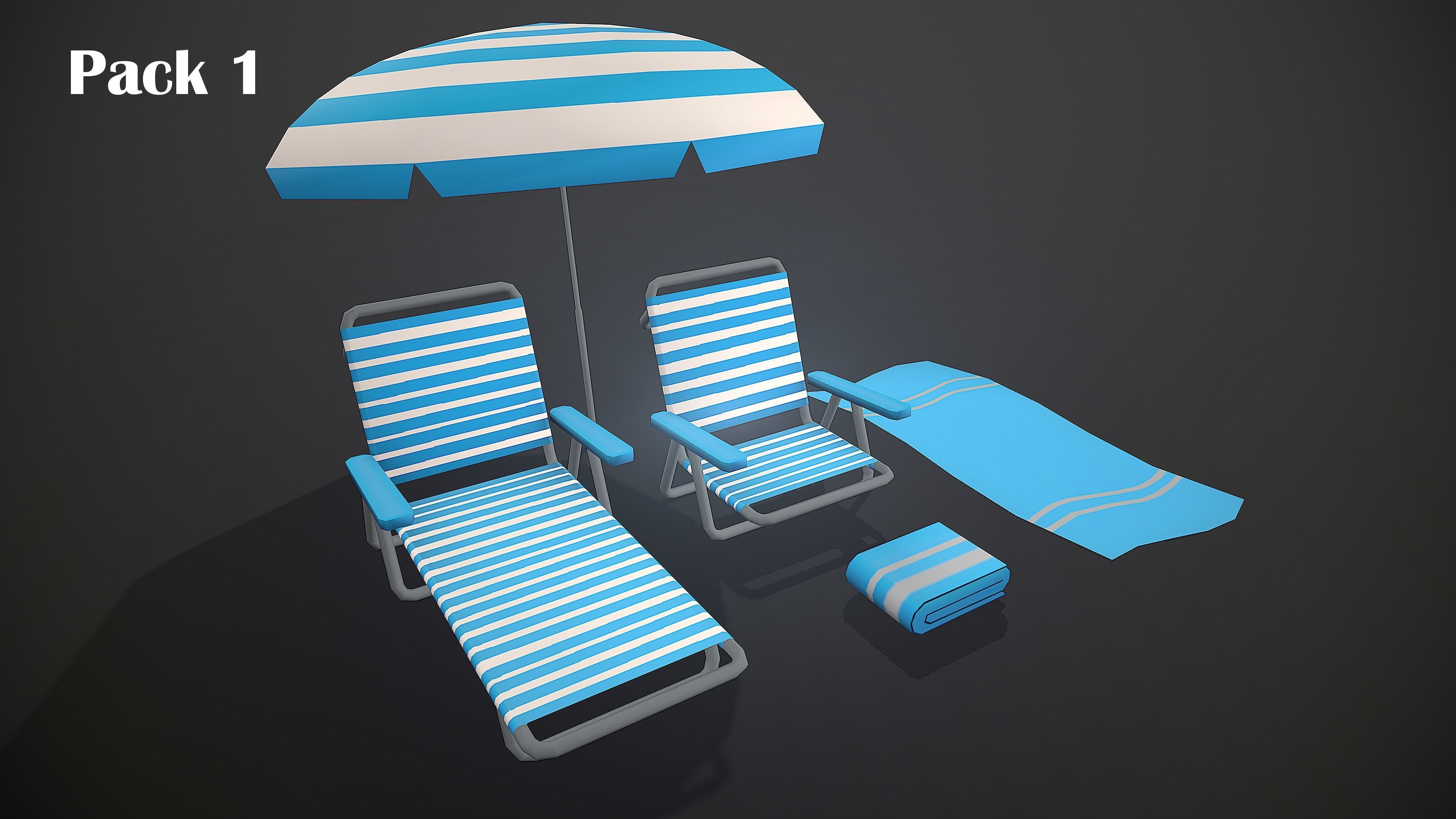 BEACH PACK - CARTOON STYLIZED Low-poly 3D model_7