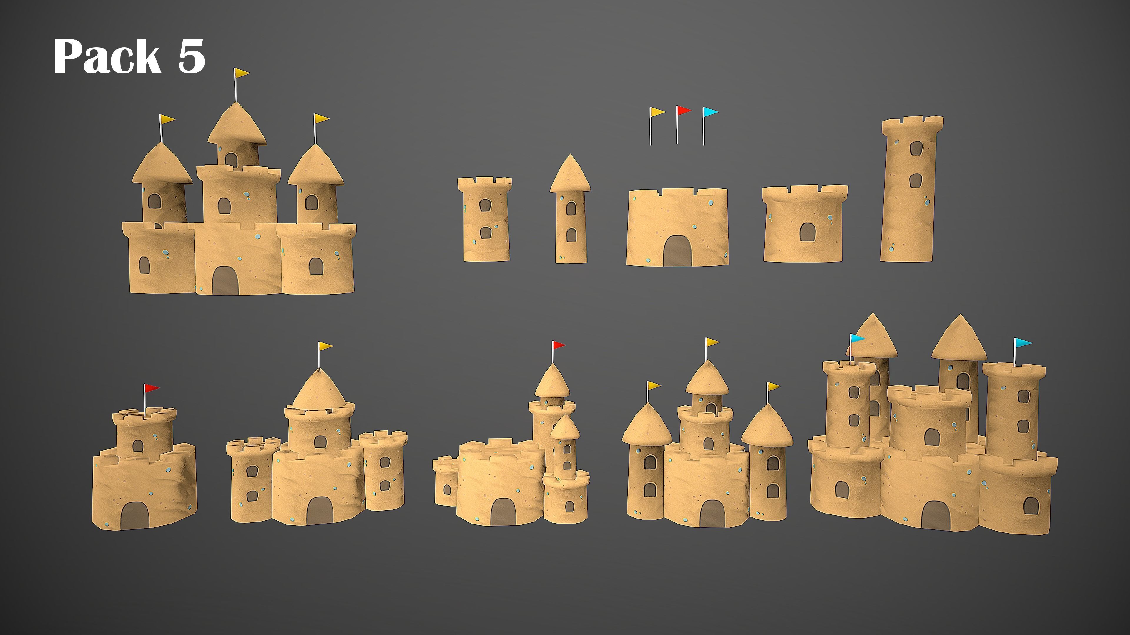 BEACH PACK - CARTOON STYLIZED Low-poly 3D model_44