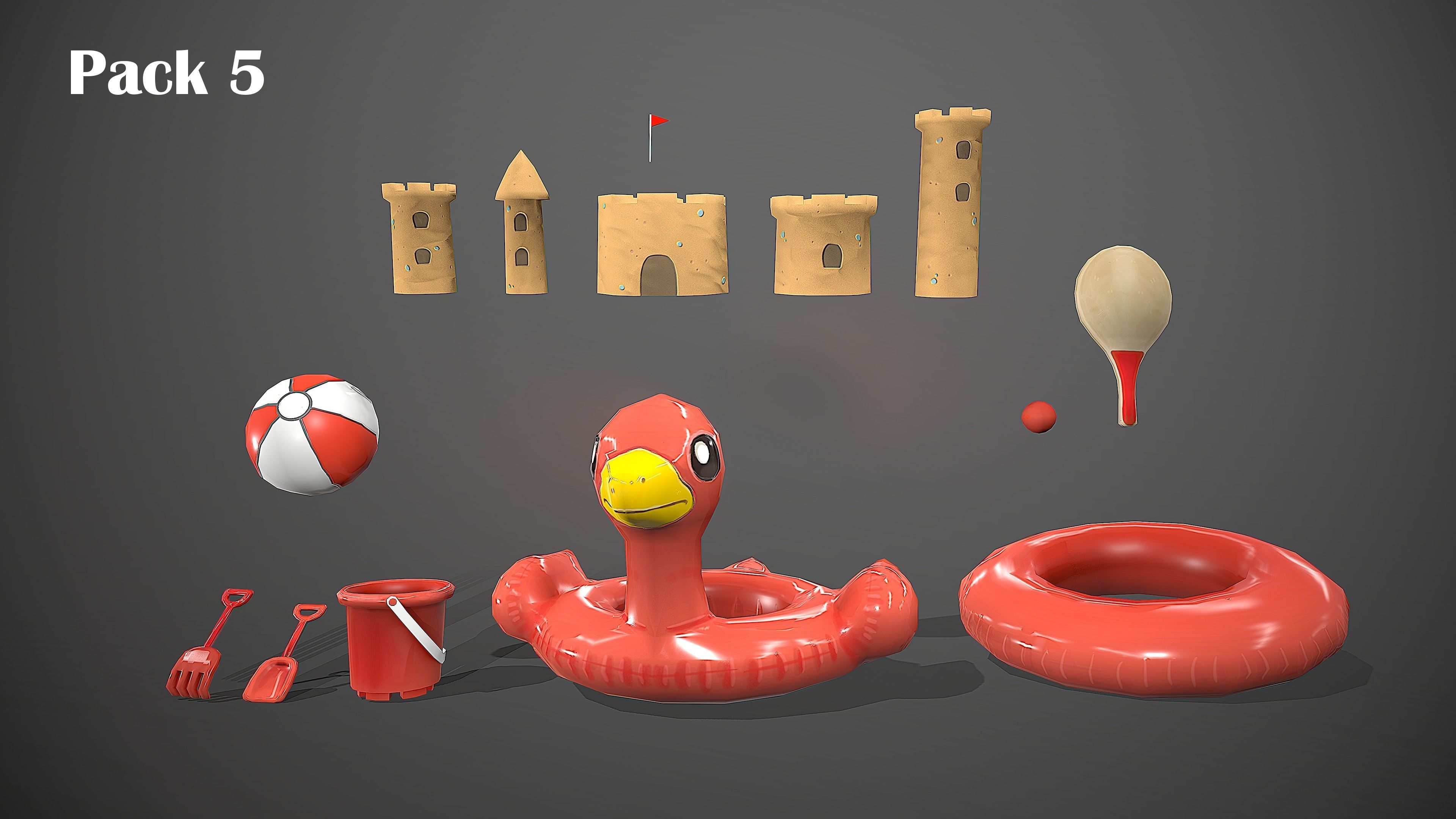 BEACH PACK - CARTOON STYLIZED Low-poly 3D model_39