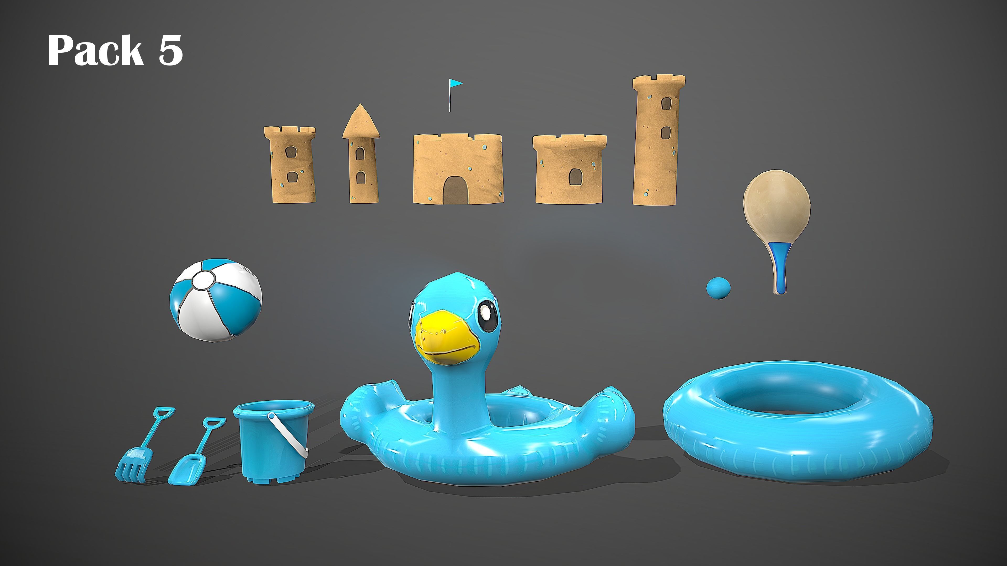 BEACH PACK - CARTOON STYLIZED Low-poly 3D model_38
