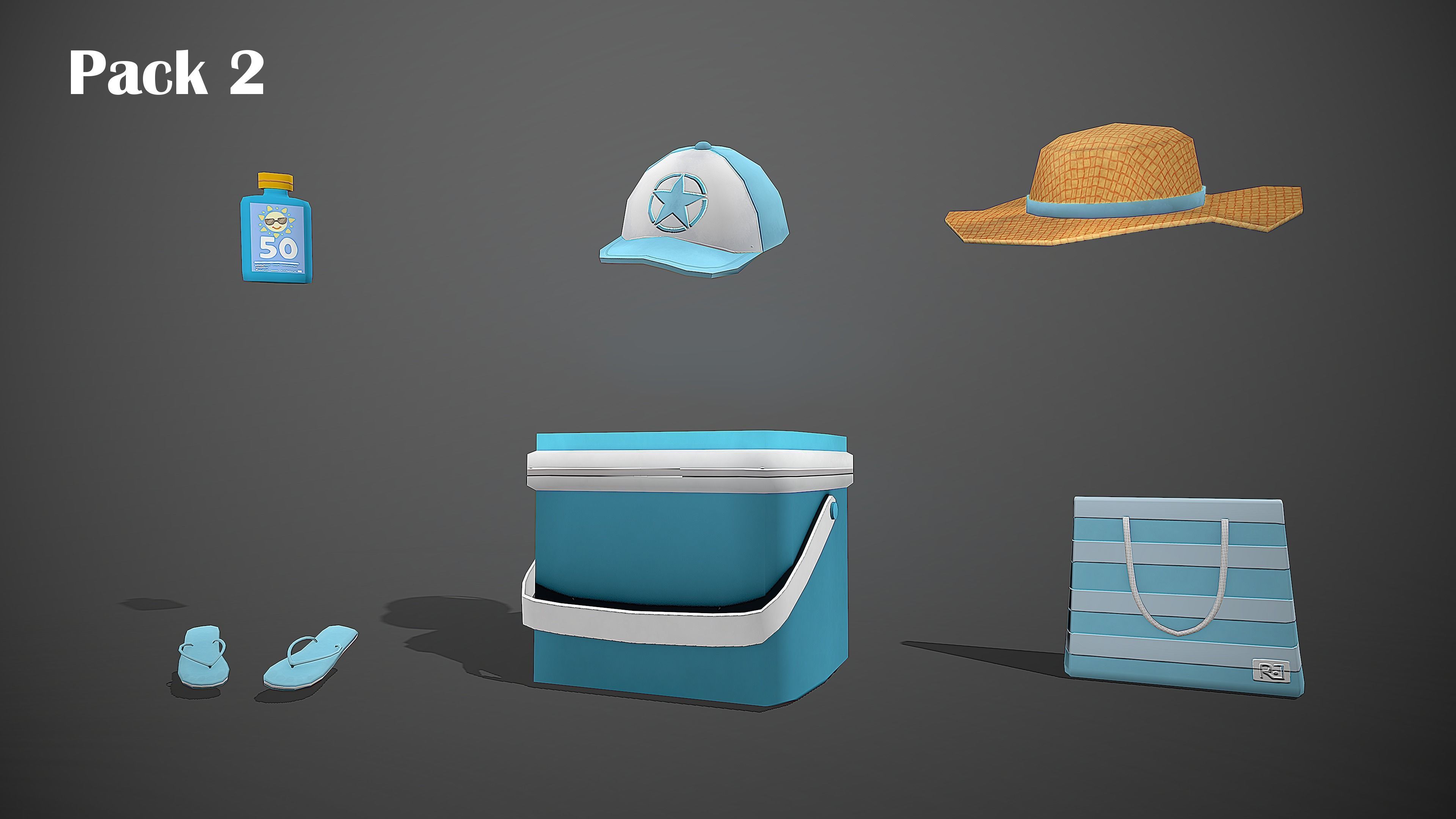 BEACH PACK - CARTOON STYLIZED Low-poly 3D model_18