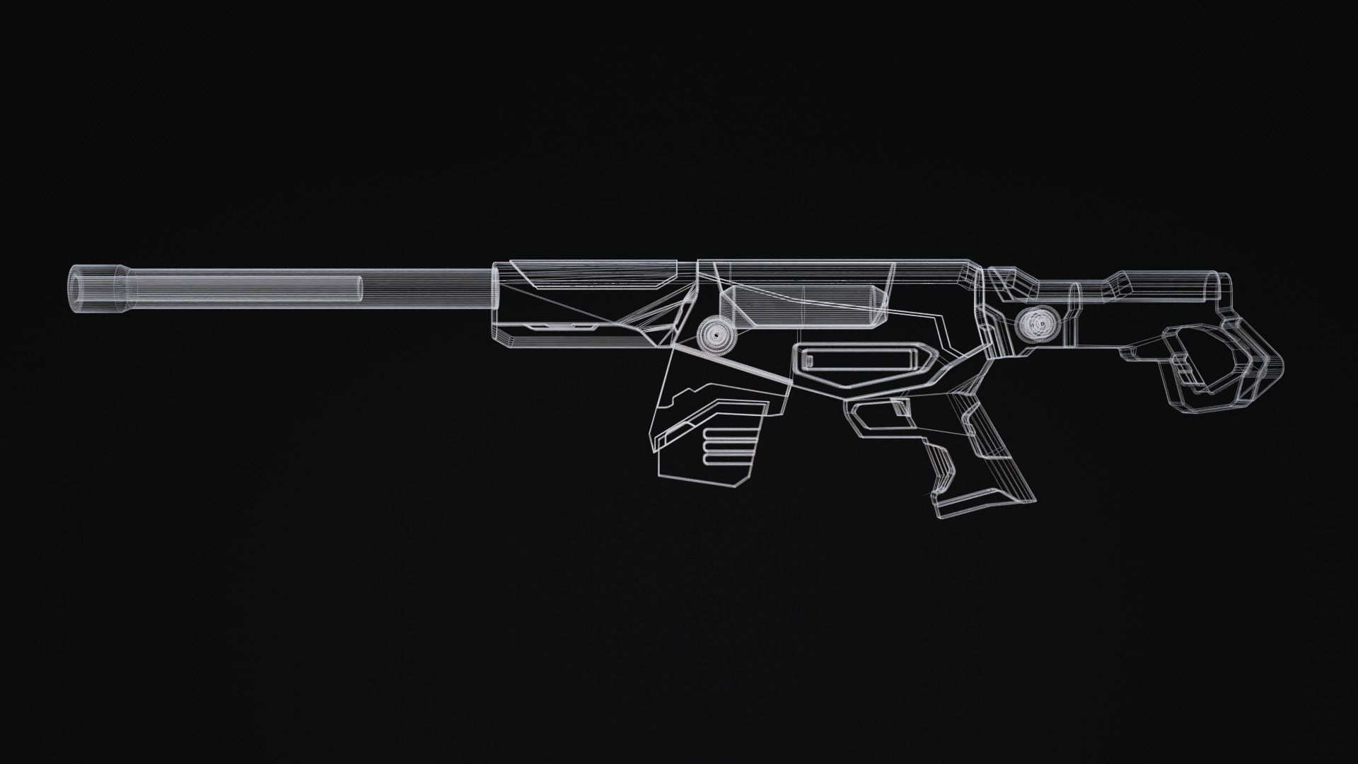 Mirazaer Rifle Scifi Game Ready Low-poly 3D model_3