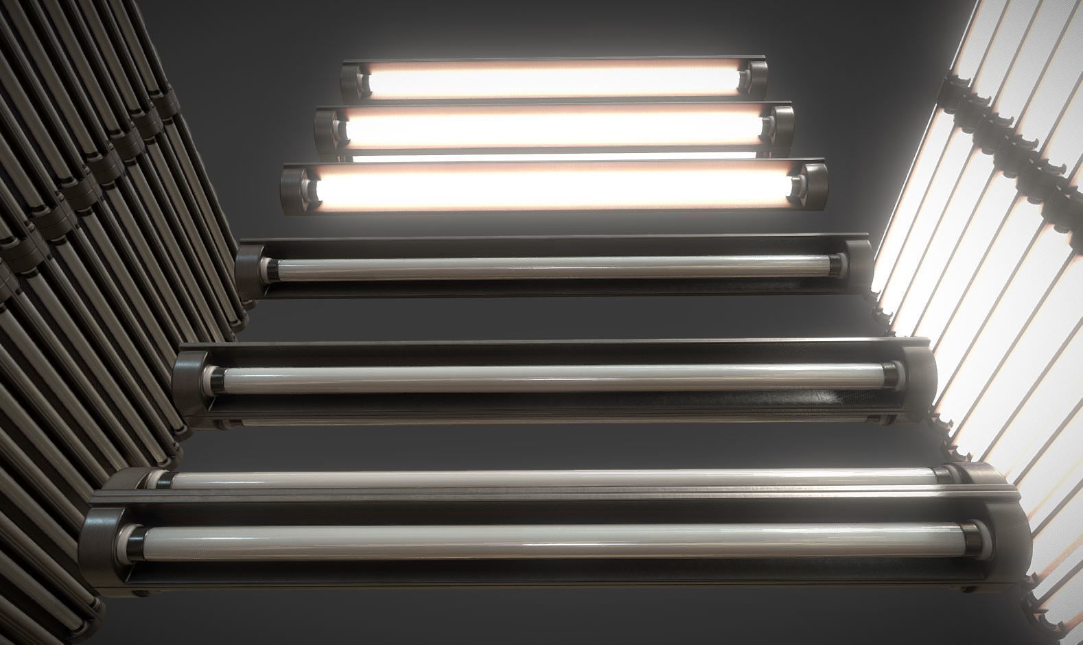 Fluorescent Neon Lamp - Wall-Lamp 3 - Low-Poly Version Low-poly 3D model_3