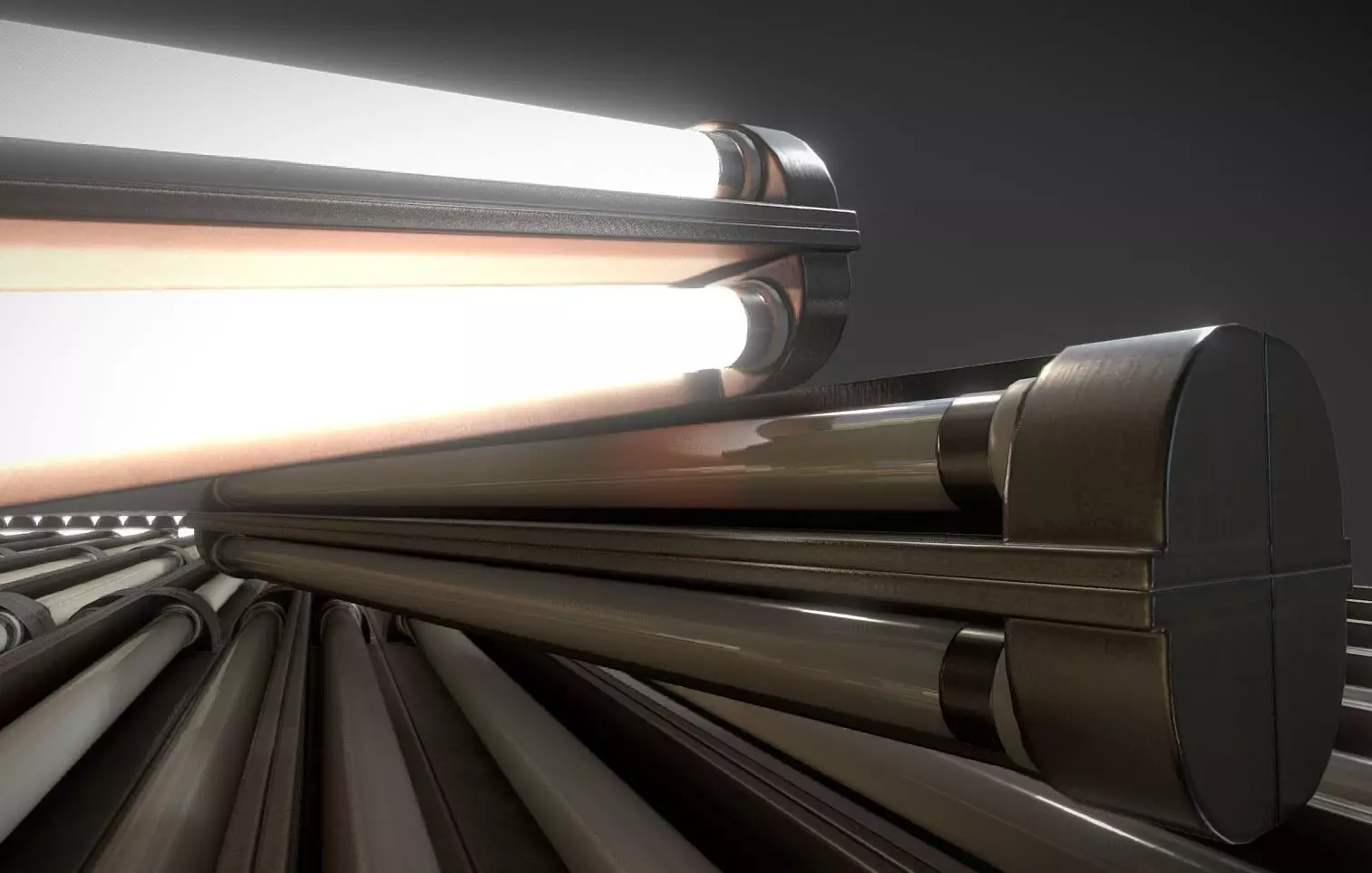 Fluorescent Neon Lamp - Wall-Lamp 3 - Low-Poly Version Low-poly 3D model_0