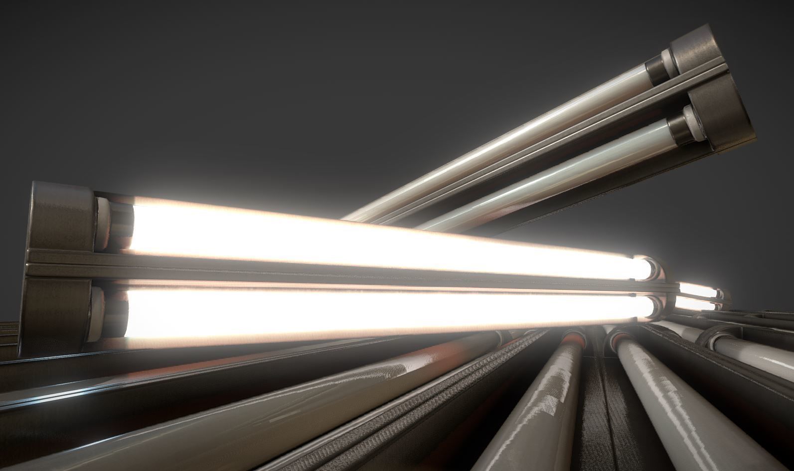 Fluorescent Neon Lamp - Wall-Lamp 3 - Low-Poly Version Low-poly 3D model_5