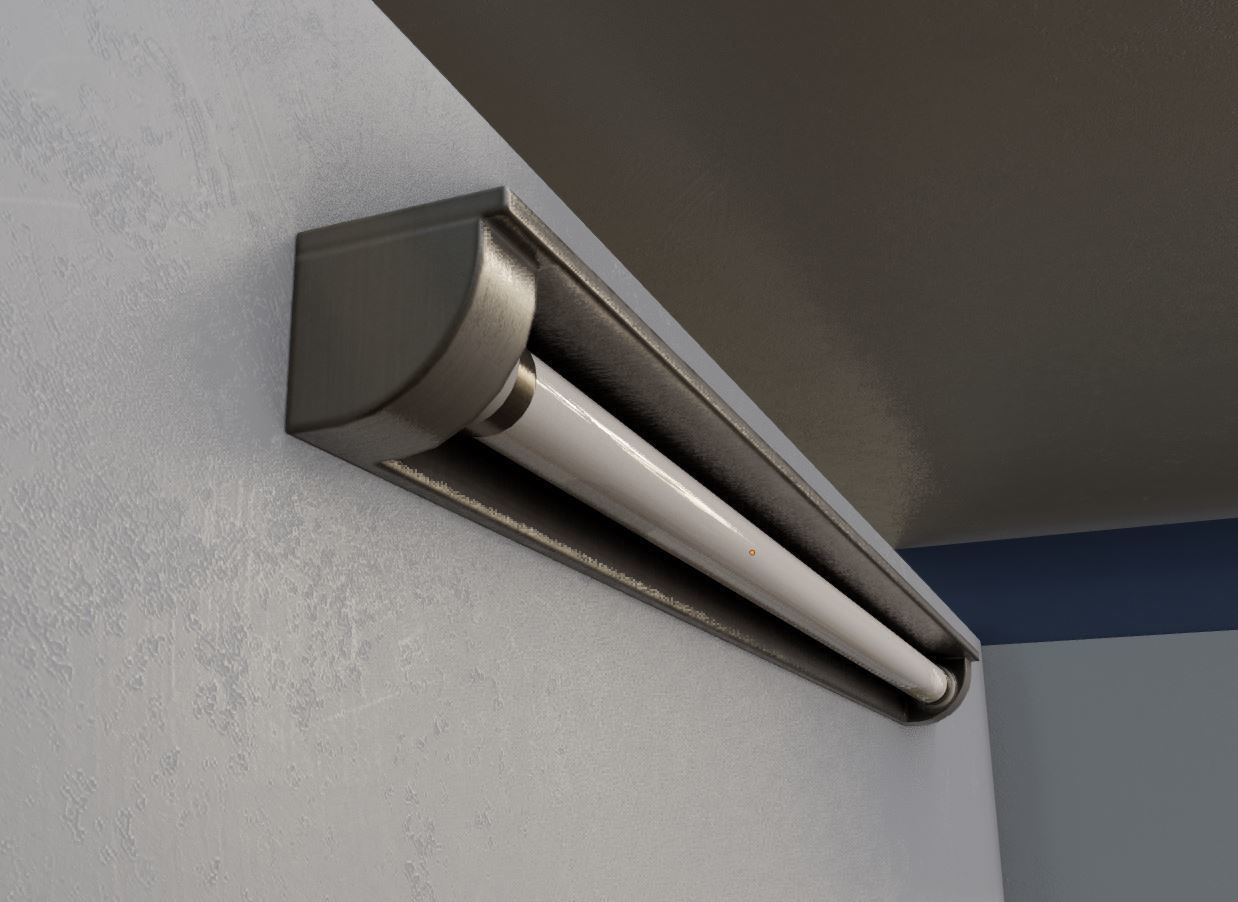 Fluorescent Neon Lamp - Wall-Lamp 3 - Low-Poly Version Low-poly 3D model_2