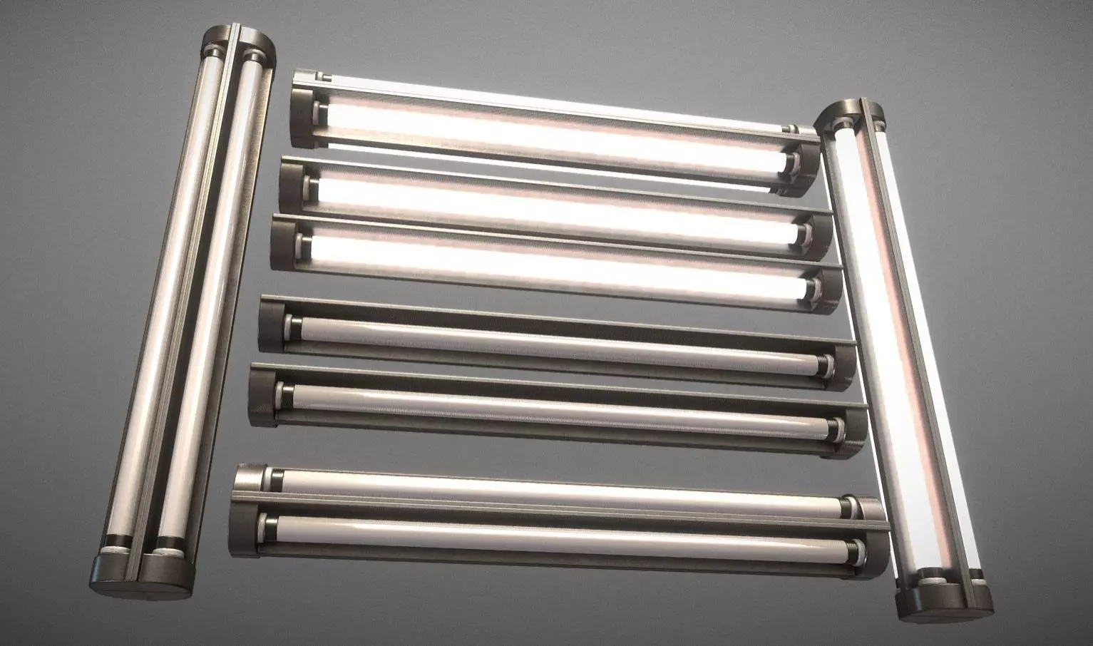 Fluorescent Neon Lamp - Wall-Lamp 3 - High-Poly Version 3D model_0