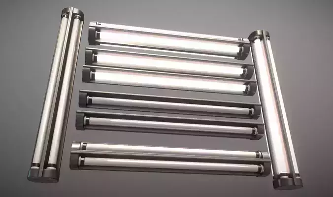Fluorescent Neon Lamp - Wall-Lamp 3 - High-Poly Version 3D model