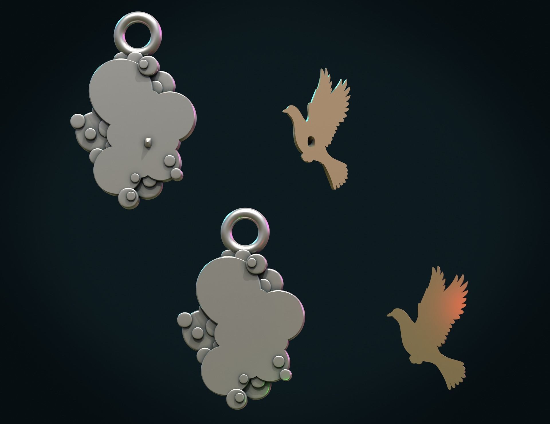 Pigeon Pendant 3D print model_9