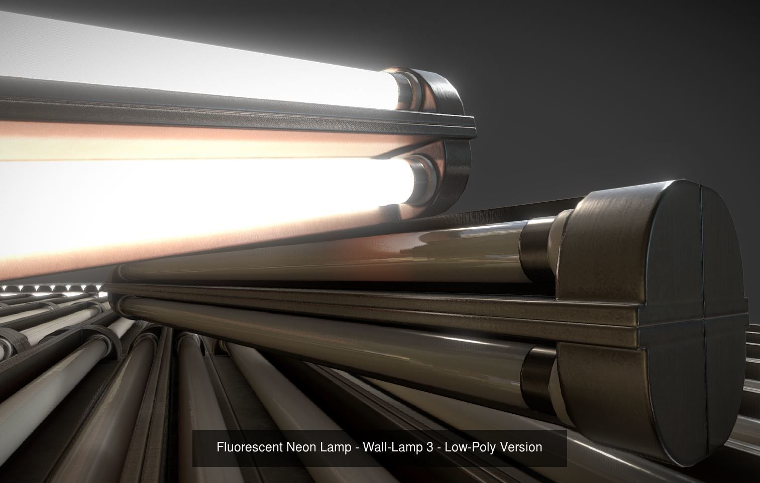 Fluorescent Neon Lamp - Wall-Lamp 3 High and Low-Poly 3D Model Collection_2