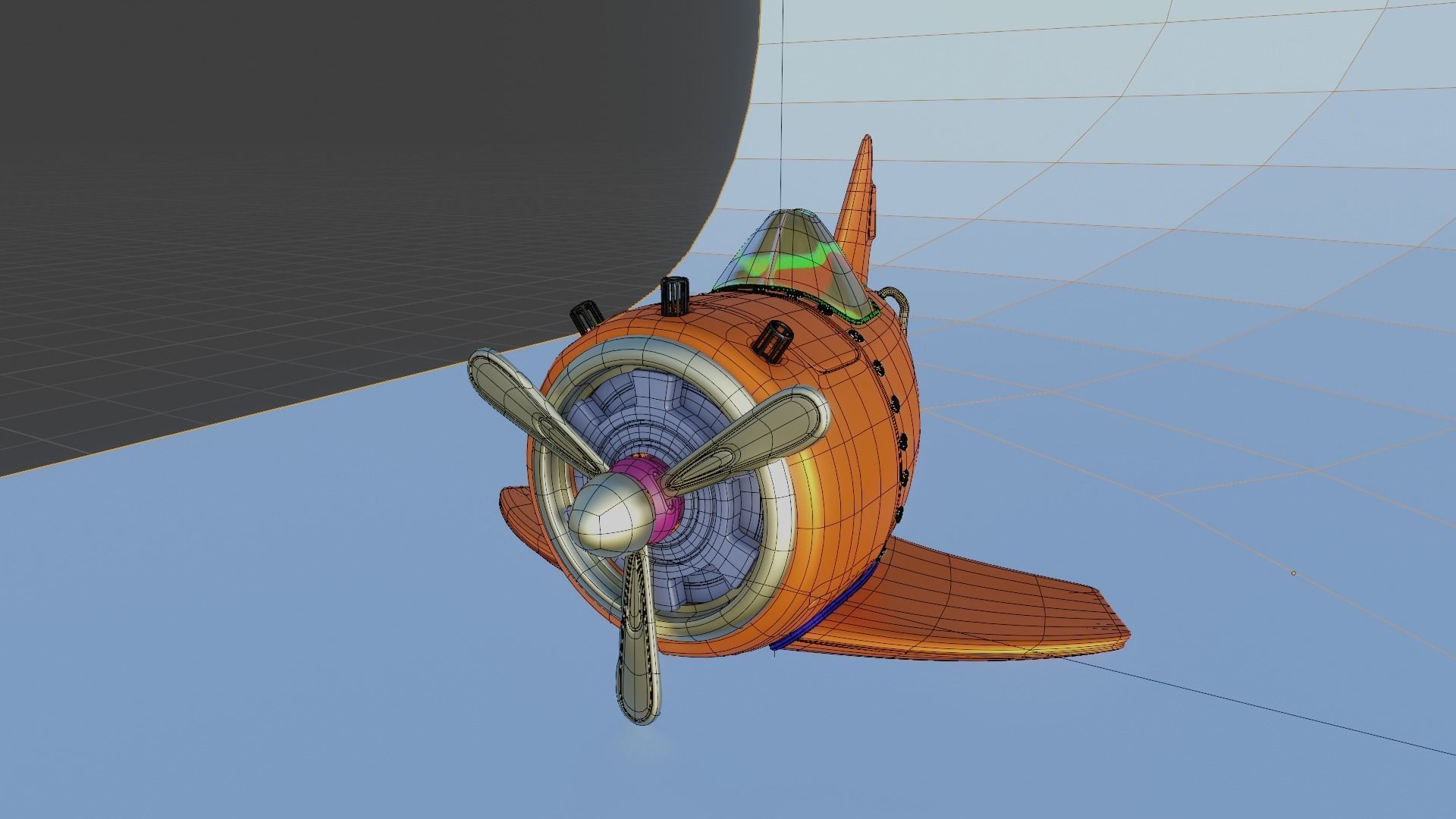 Aircraft orange toy airplane Free low-poly 3D model_4