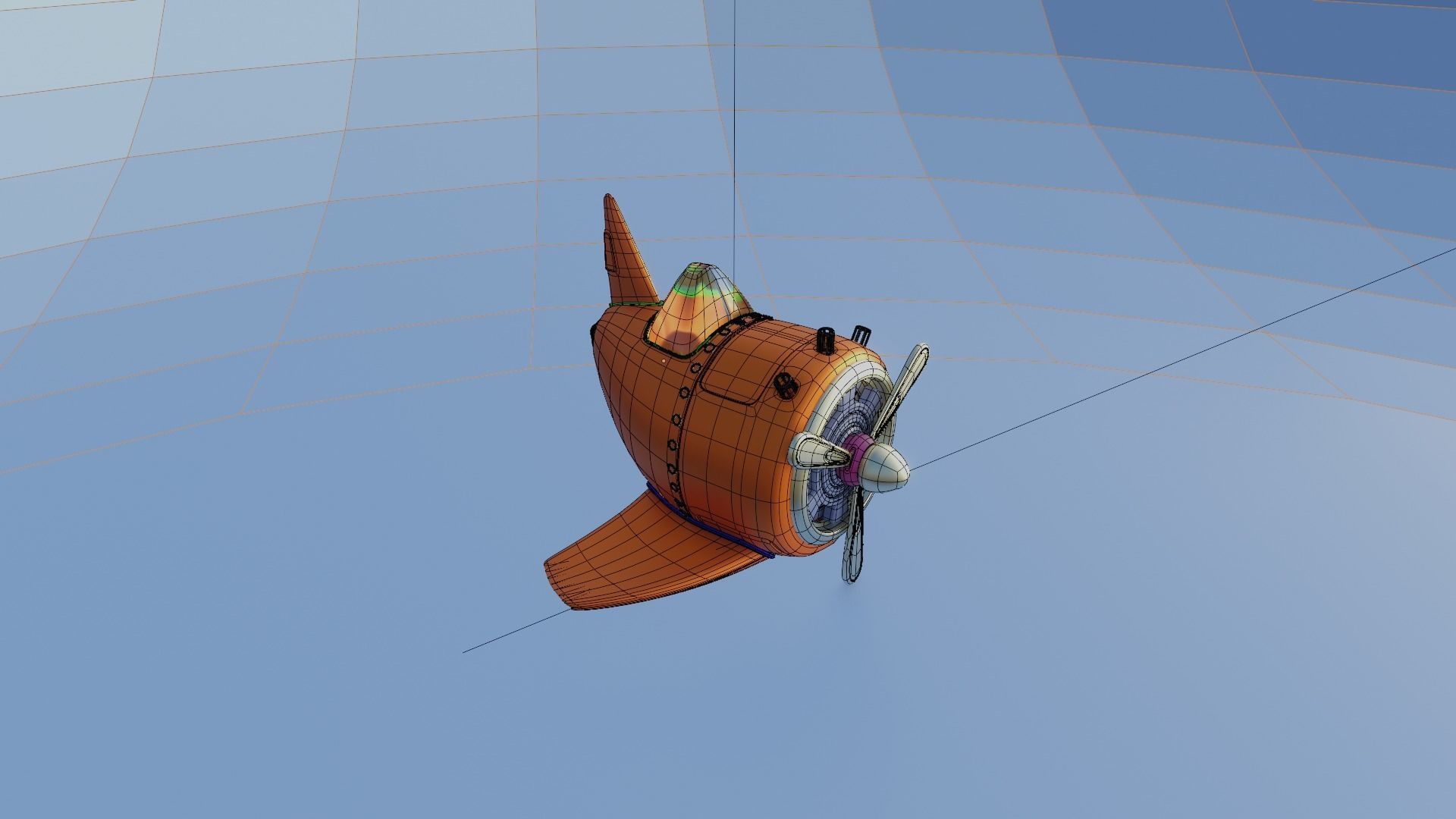 Aircraft orange toy airplane Free low-poly 3D model_3