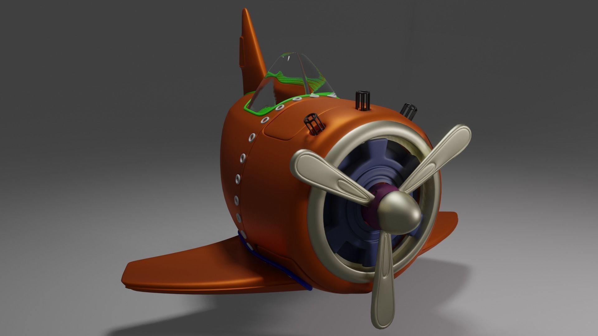 Aircraft orange toy airplane Free low-poly 3D model_1