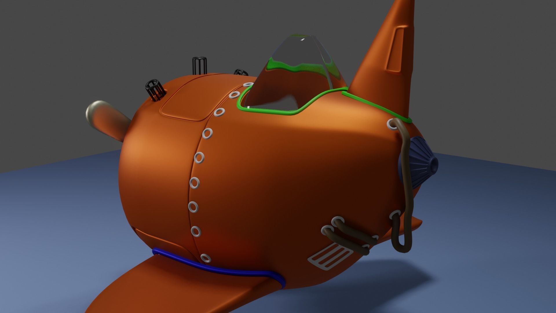 Aircraft orange toy airplane Free low-poly 3D model_2