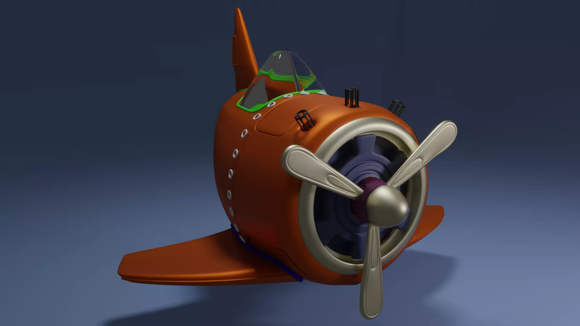 Aircraft orange toy airplane Free low-poly 3D model_0