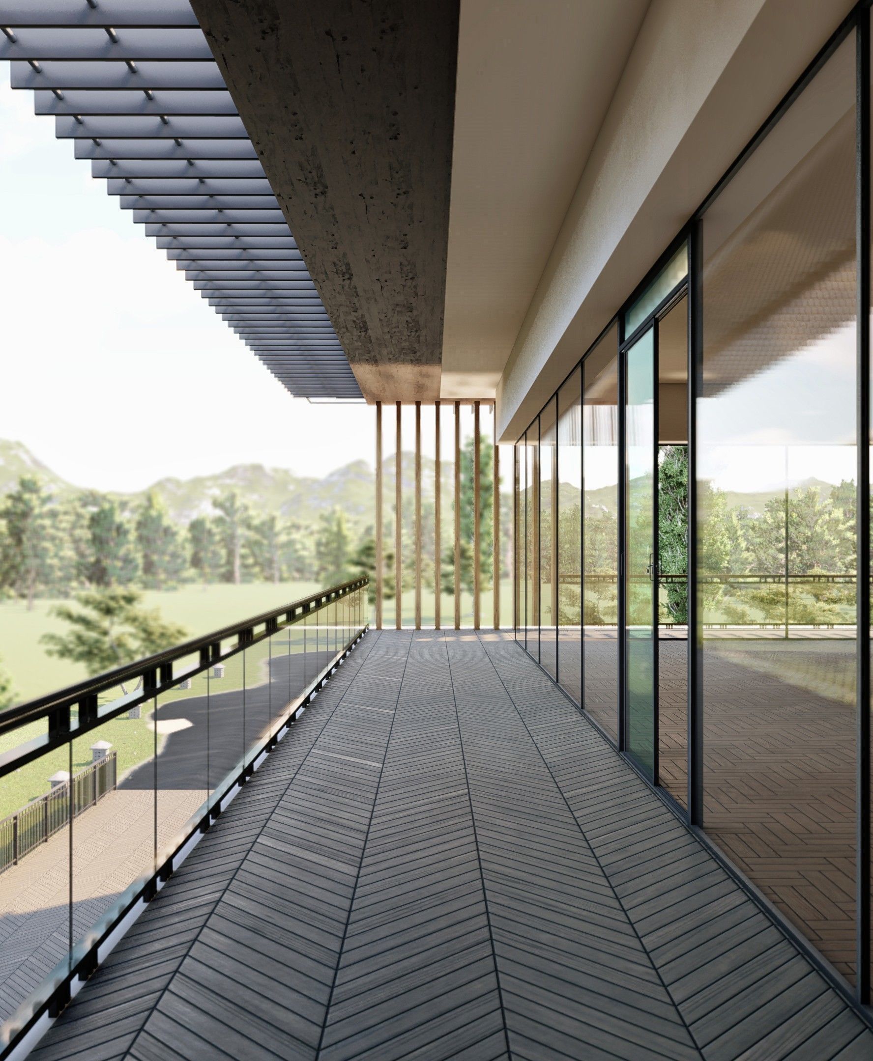 Villa house Low-poly 3D model_4