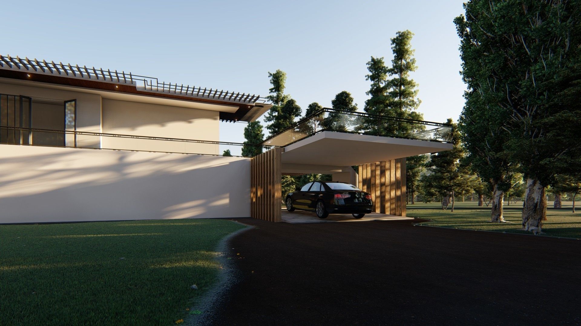 Villa house Low-poly 3D model_13