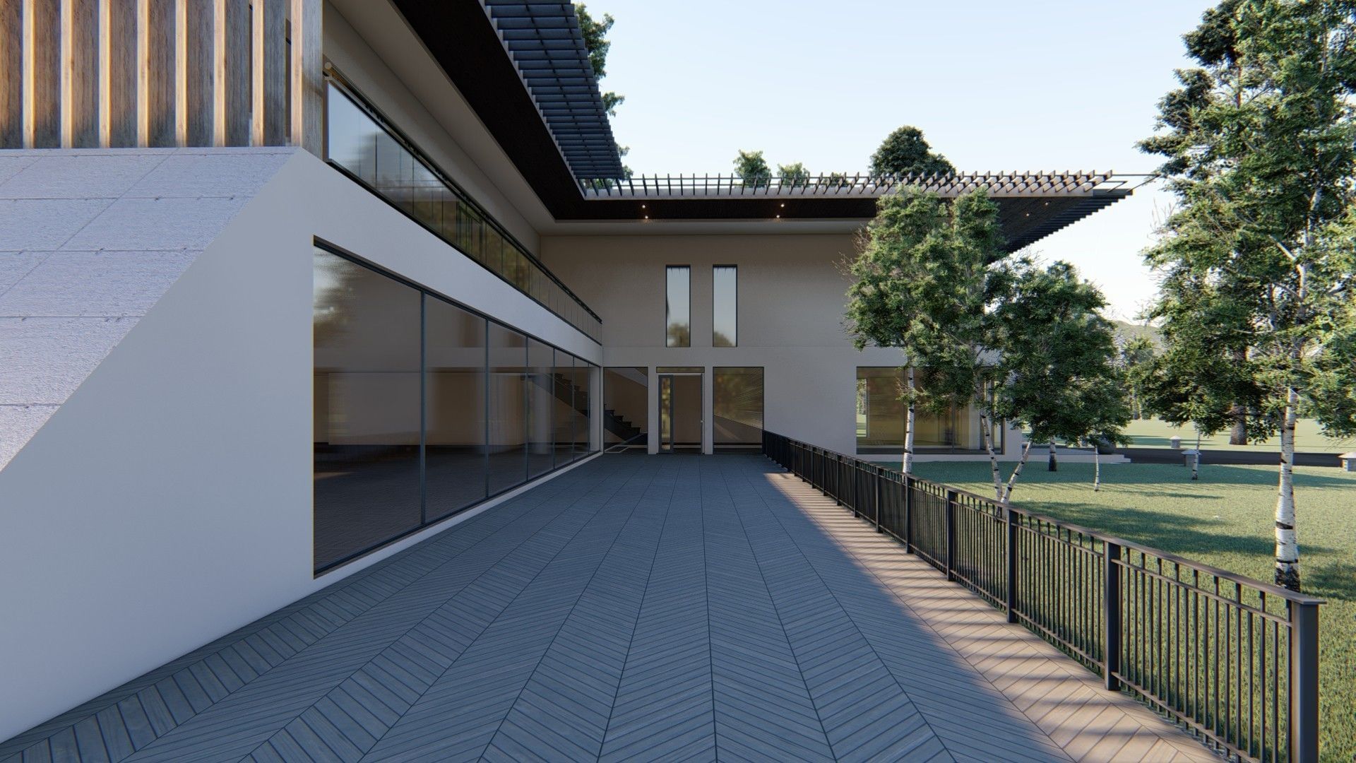 Villa house Low-poly 3D model_7