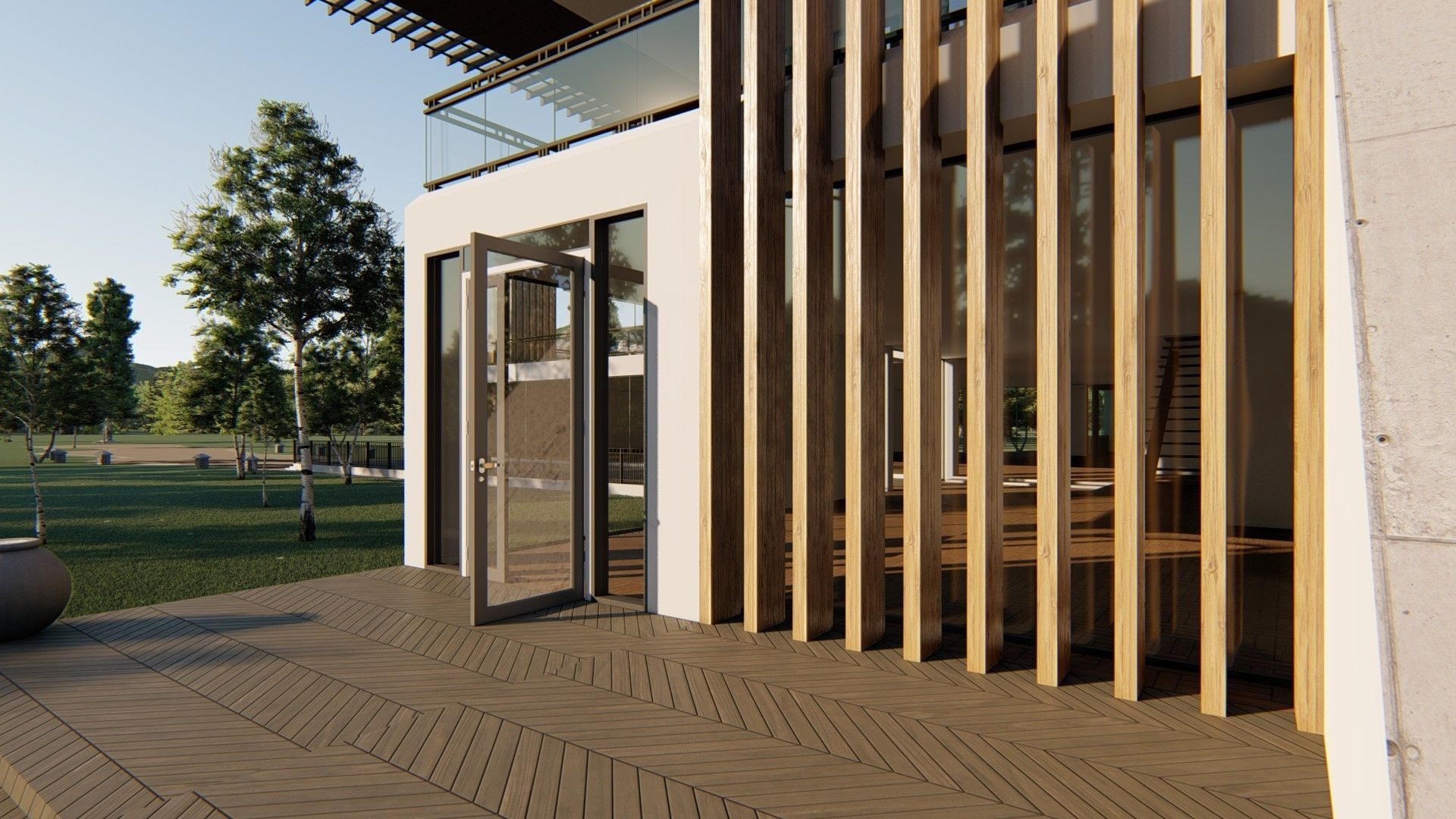 Villa house Low-poly 3D model_3