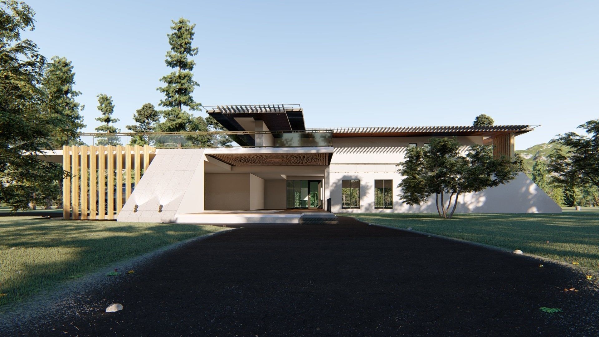 Villa house Low-poly 3D model_10