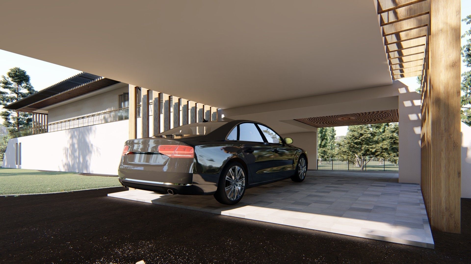 Villa house Low-poly 3D model_14