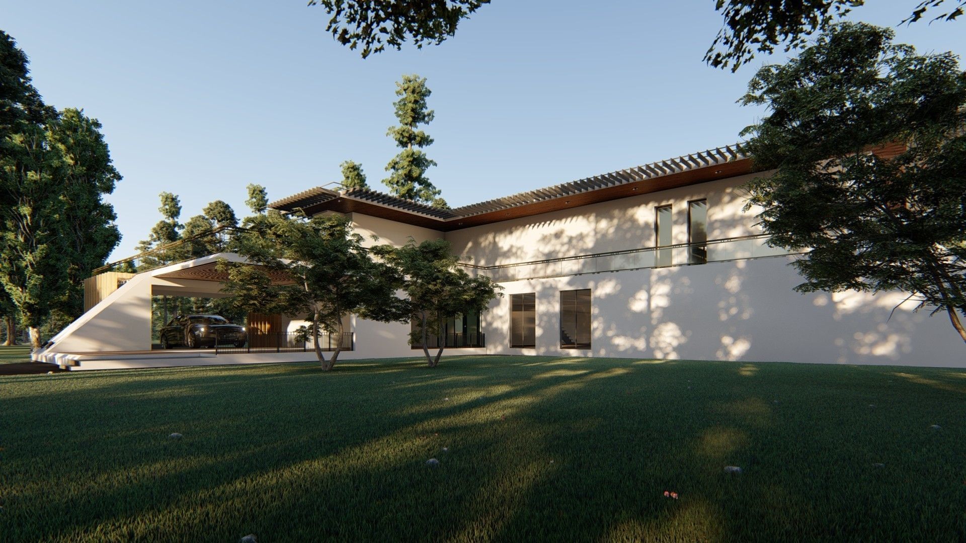 Villa house Low-poly 3D model_6