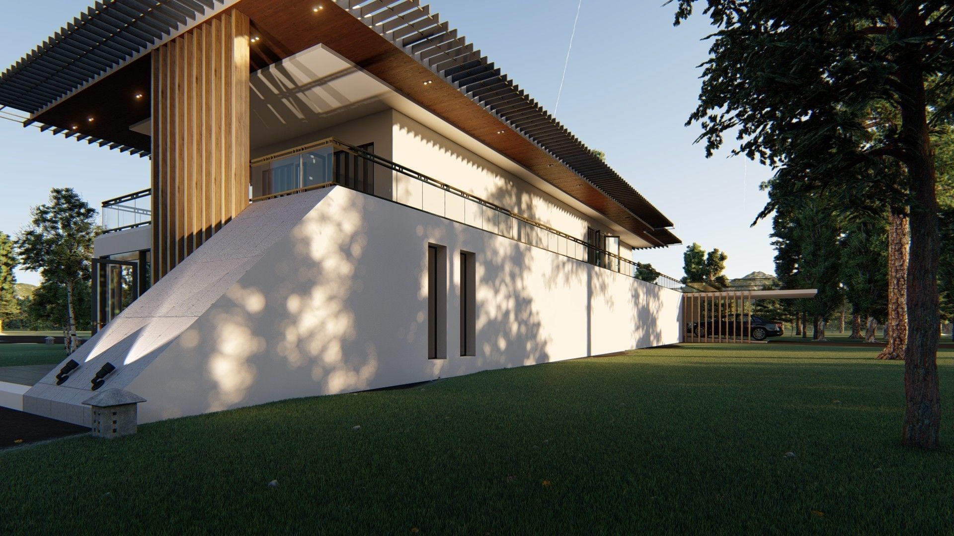 Villa house Low-poly 3D model_8