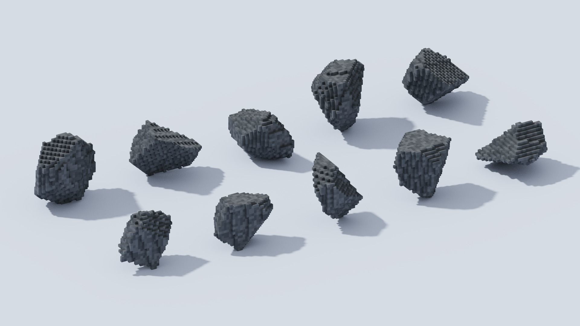 Voxel Stones T4 Low-poly 3D model_2