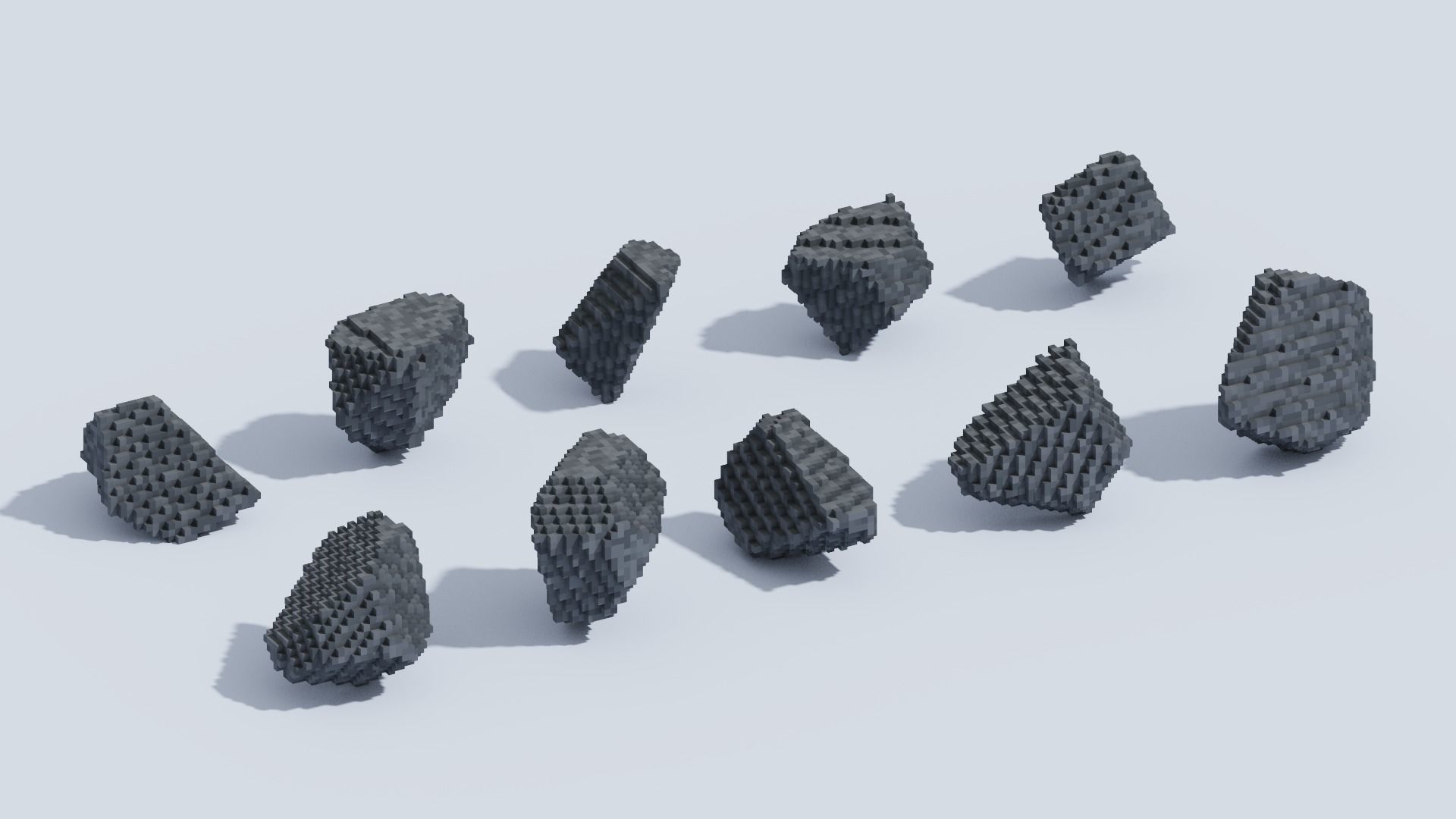 Voxel Stones T4 Low-poly 3D model_1