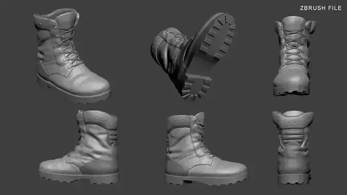 Military Boots Highpoly 3D model