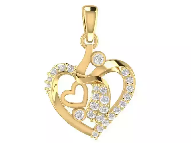Romantic Double Heart Diamond Pendant for Women 665