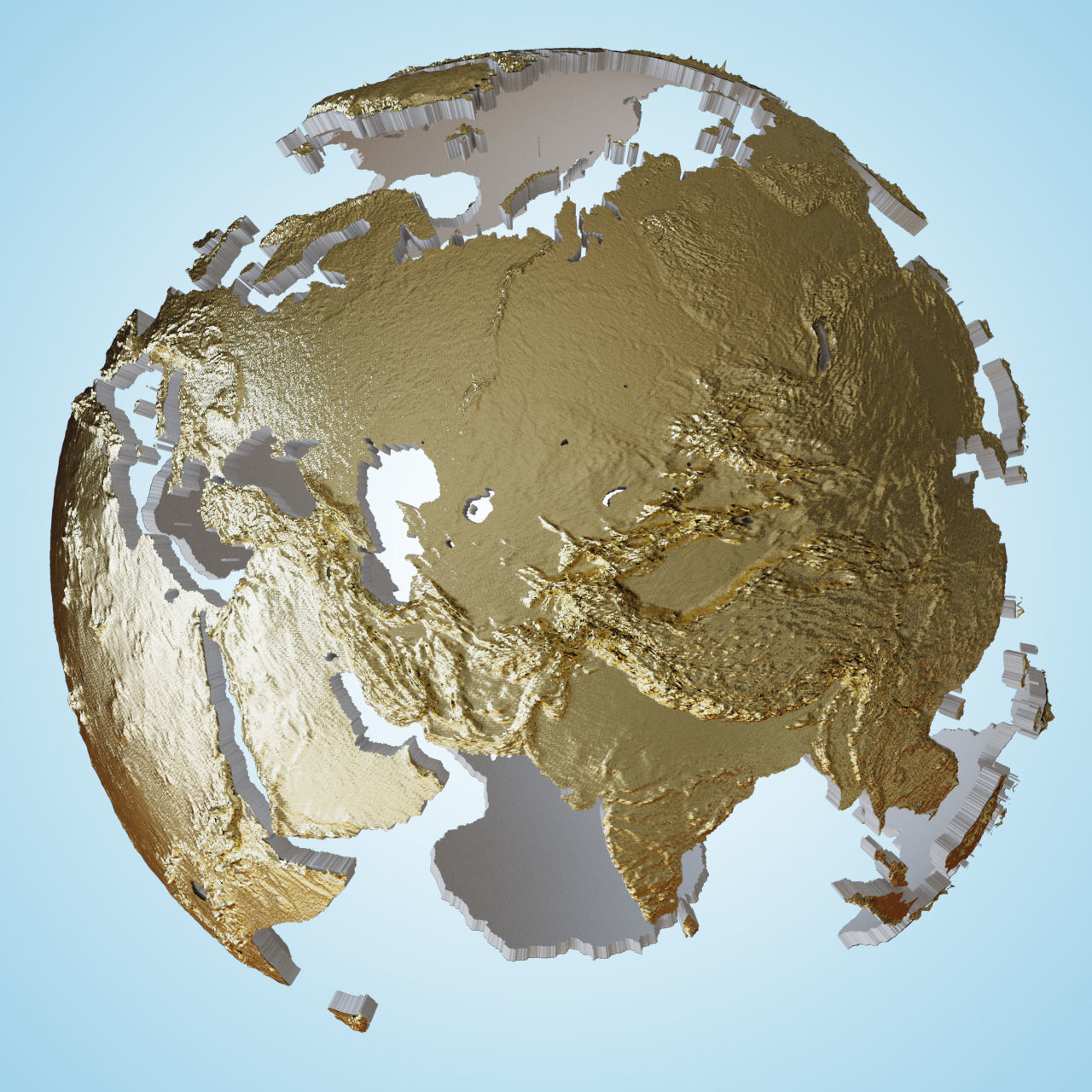 Earth continents globe 3D model_8