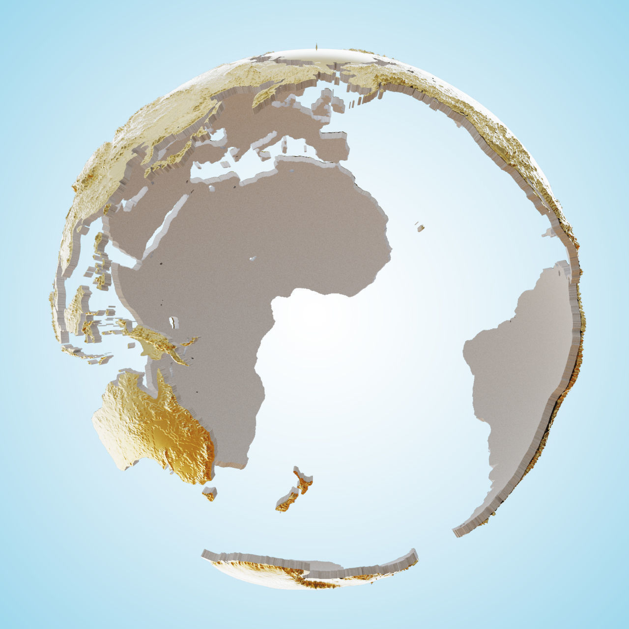 Earth continents globe 3D model_1