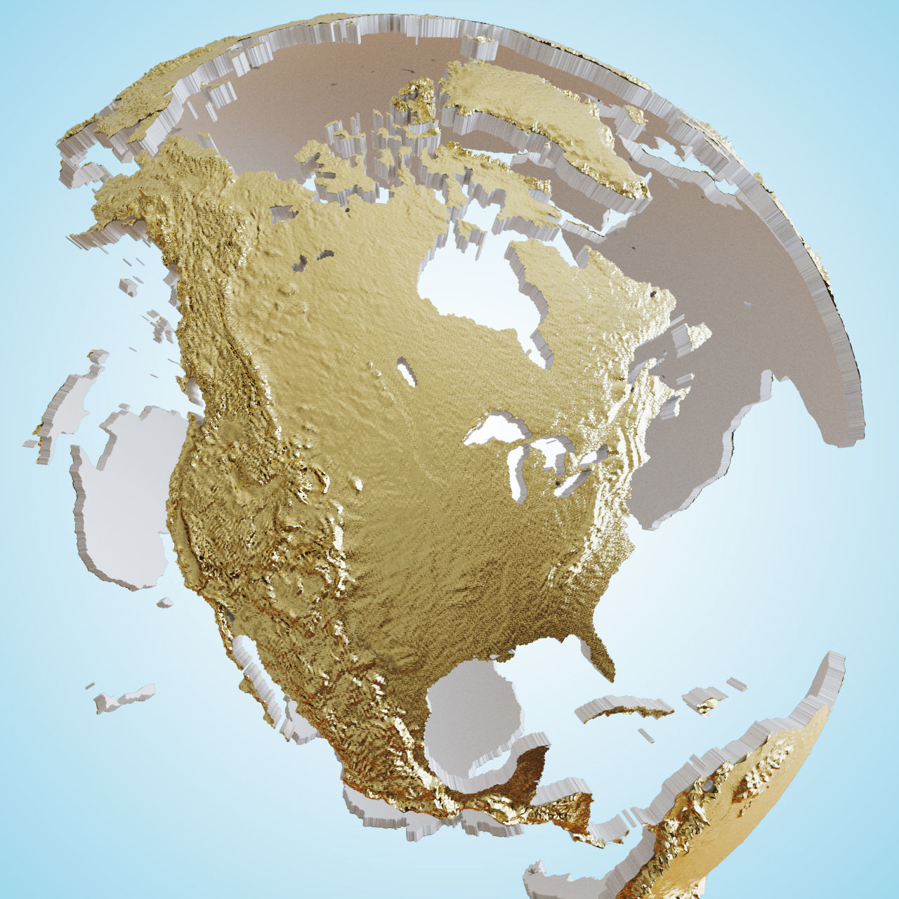 Earth continents globe 3D model_6