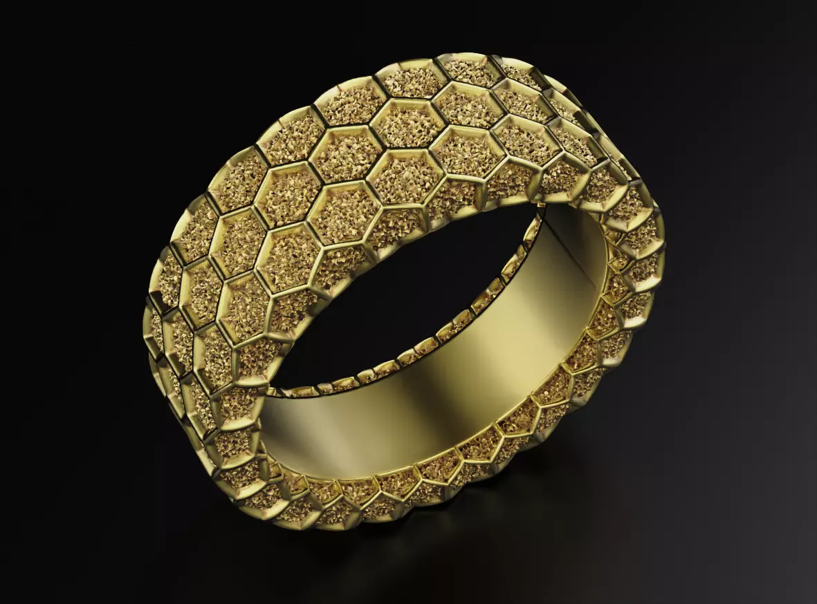 Engagement honeycomb ring 642 3D print model